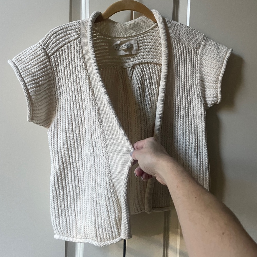 Old Navy Open Front Cardigan Chunky Cable Knit Sweater Size Large (14-16 yo) - Picture 3 of 5